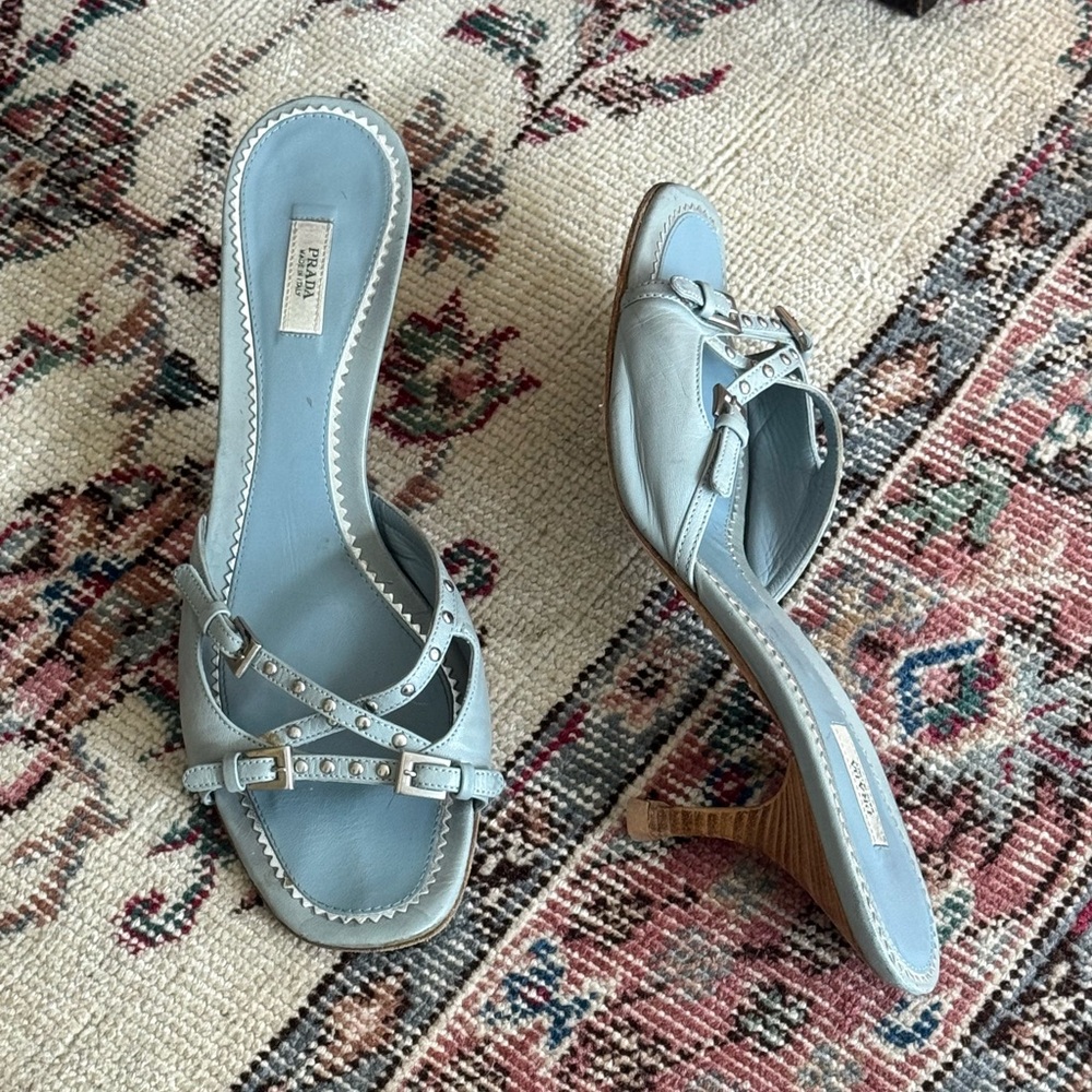 Blue Leather Women's Heels